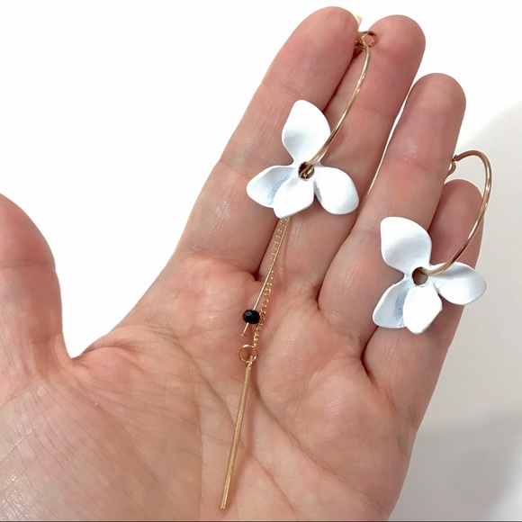 MODERN💙💎FLORAL💛ASSYMETRICAL💛BAR💛HOOPS💎💙DROP - Picture 3 of 8